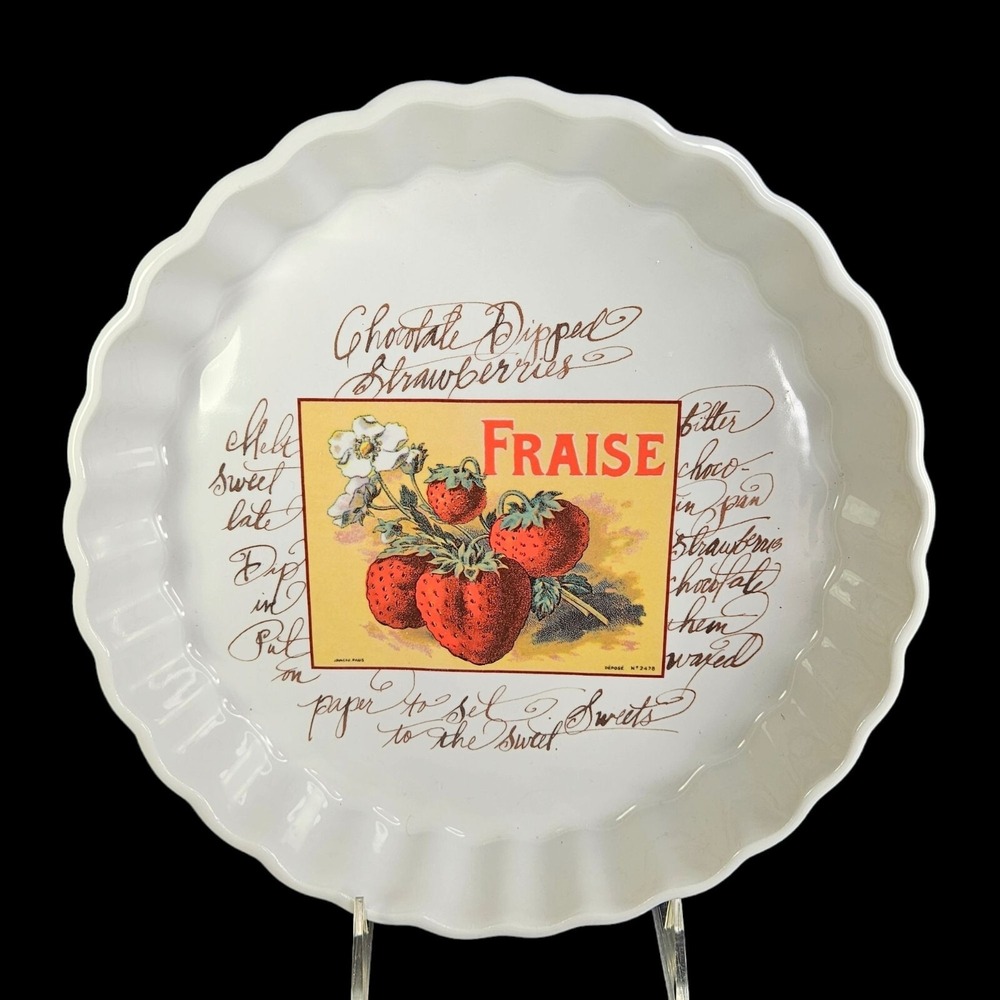 Williams Sonoma Strawberry Fraise Rosanna Quiche Tart Fluted Dish Italy READ